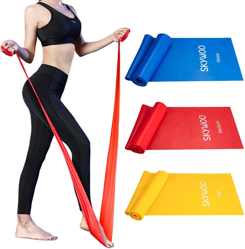 Skywoo Exercise Band Set, Resistance Bands Set Long Latex Elastic Bands Wide Fitness Resistance Bands for Pilates, Gym, Physical Therapy, Yoga, Strength Training