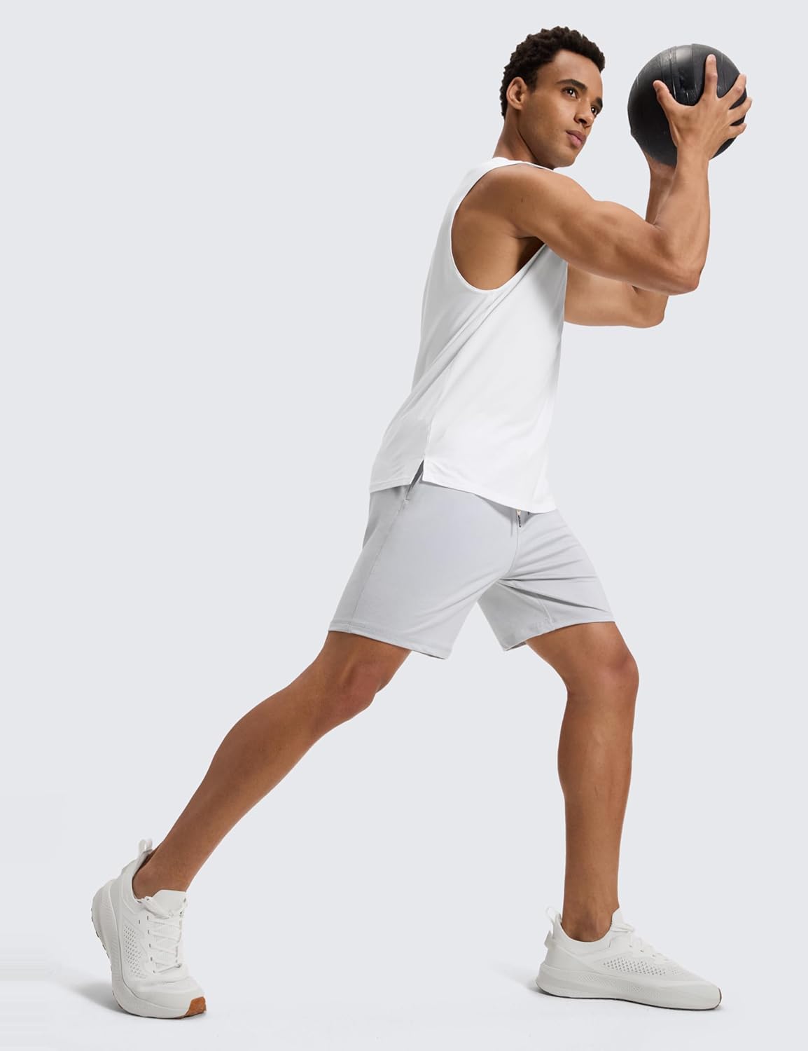 CRZ YOGA Performance Shorts for Men 7" - Knit Stretch Breathable Sweat-Wicking Workout Athletic Gym Casual with Pockets