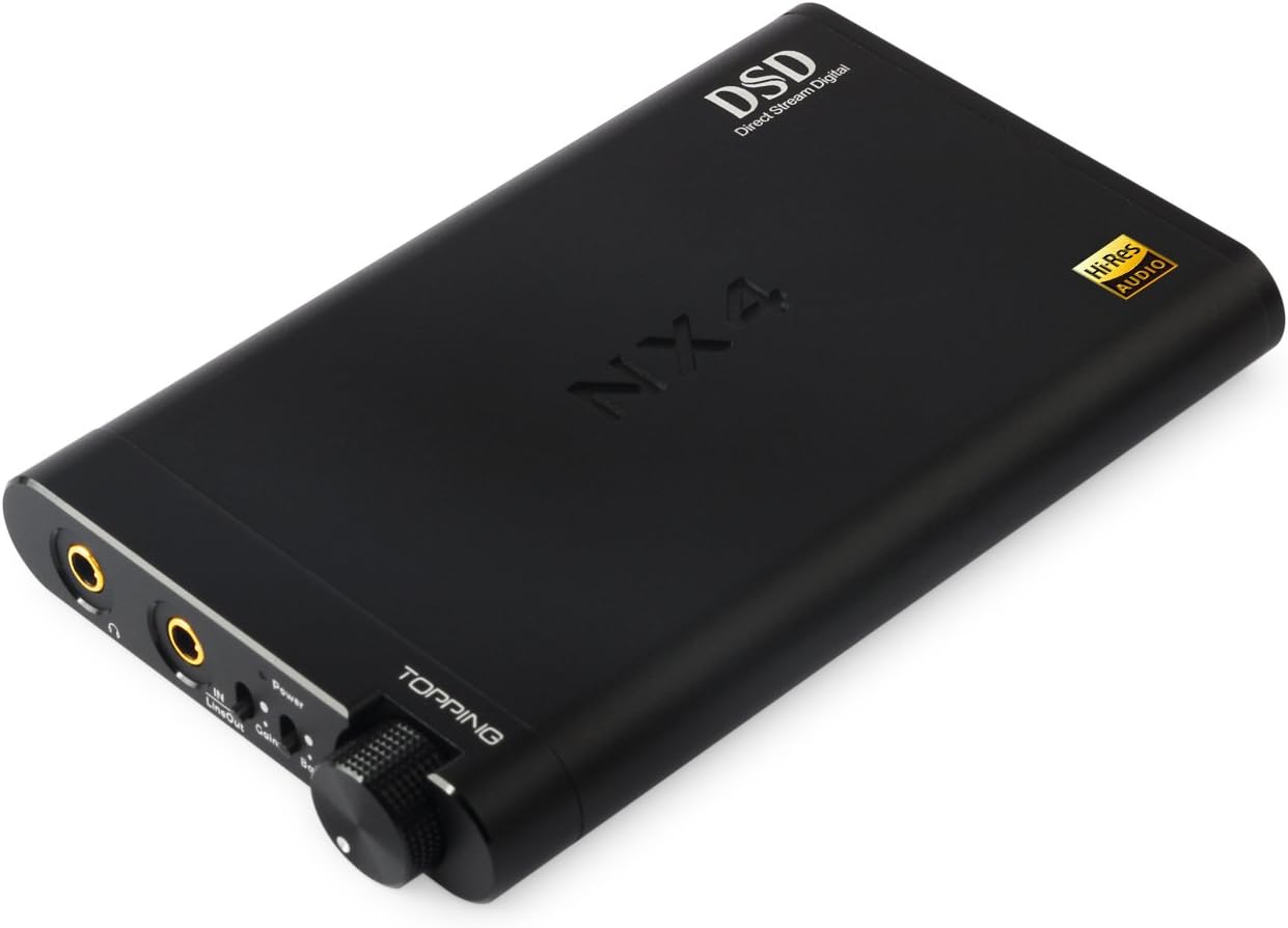 KGUSS Topping NX4 DSD XMOS-XU208 Chip DAC ES9038Q2M Chip Portable USB DAC DSD Decoder Amplifier Headphone AMP Amplifier (Black)