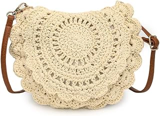 Bomullsvävd Crossbody-väska för mobiltelefon Boho Halmkopplingsväska