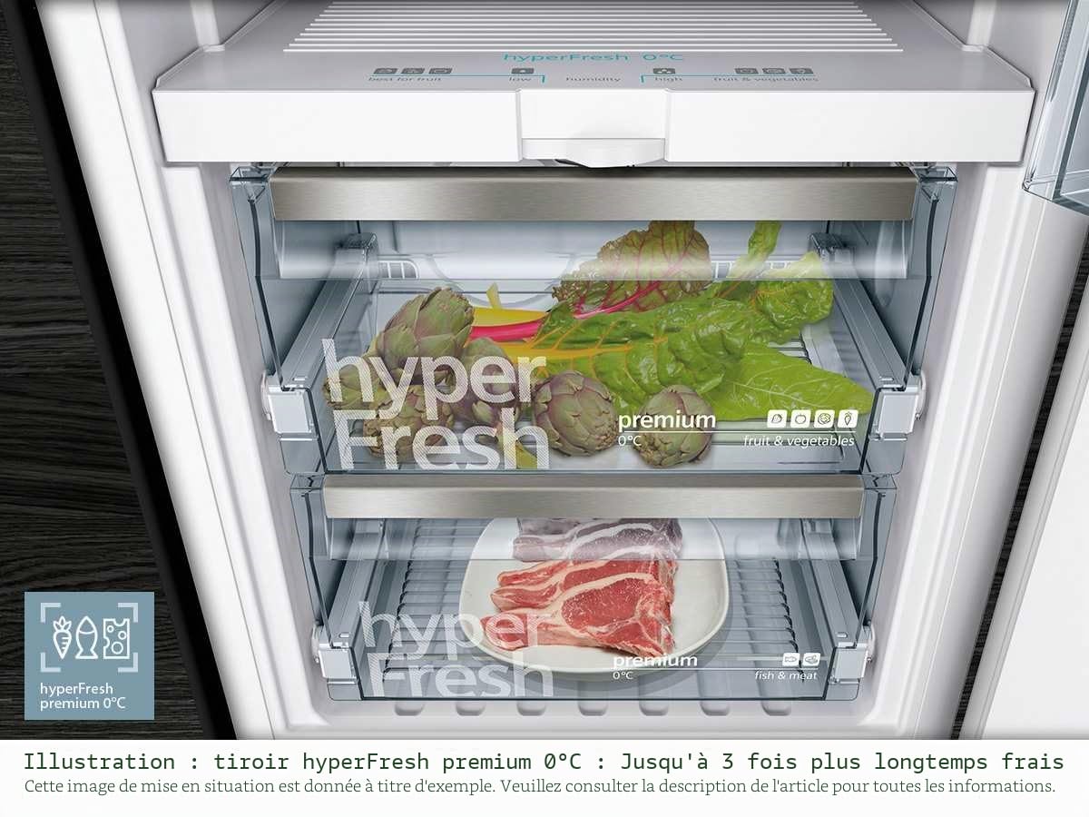 Réfrigérateur encastrable Siemens KI52FAD30 - Réfrigérateur encastrable 1 porte - 204 litres - Réfrigerateur/congel : Froid statique / Froid statique - Dégivrage automatique - Blanc - Classe A++ / Intégrable