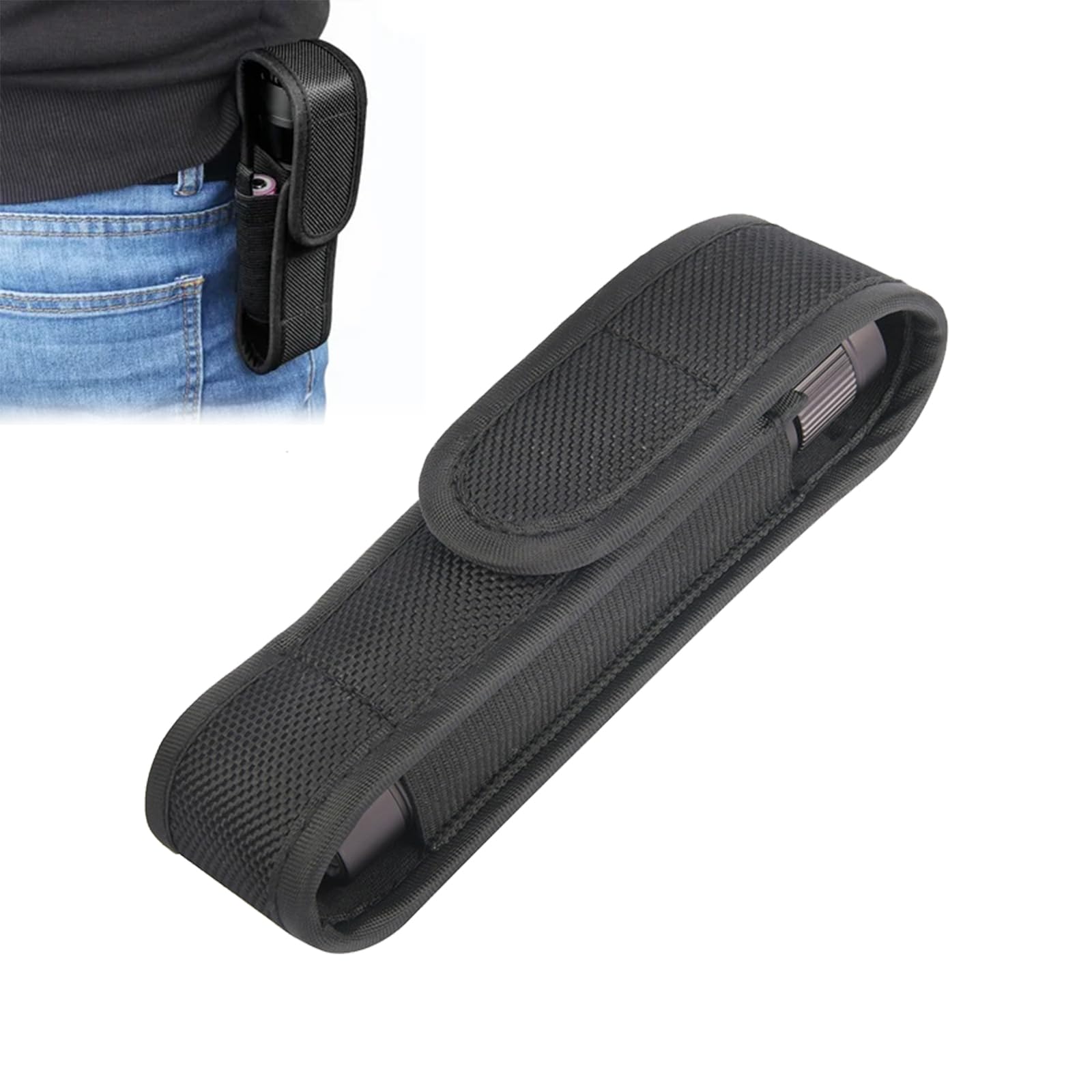 Tactical Flashlight Holster Molle Torch Pouch Torch Cover Holder Nylon Torch Holder Flashlight Holder for Camping Hiking Climbing Hunting