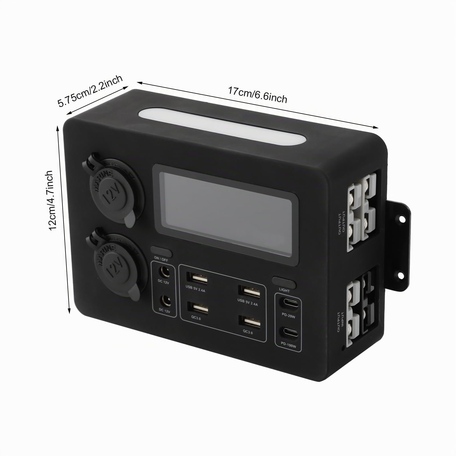 Mini Power Box mit LCD Display 12V 100W,Tragbarer Steuer Hub, USB-C und QC3.0-Anschlüssen,Tragbares Powerstation, für Wohnmobile, SUVs, Boote, Yachten, Autos