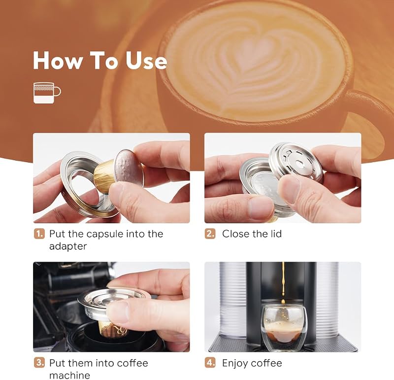 HAILASRE Rozsdamentes Nespresso Vertuoline Kávéadapter 80ml - Pod Konverter