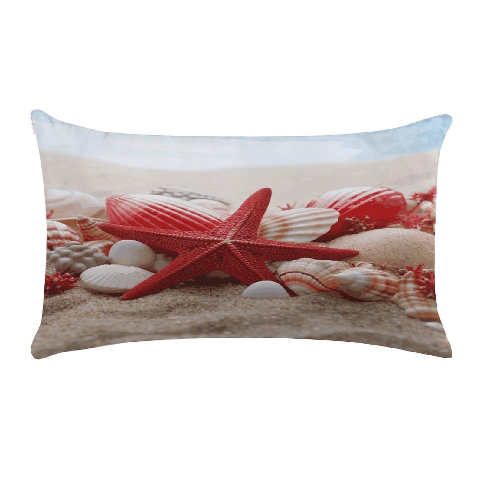 Wsoihfec Style Red Starfish Seashellscushion Case Throw Pillow Cover