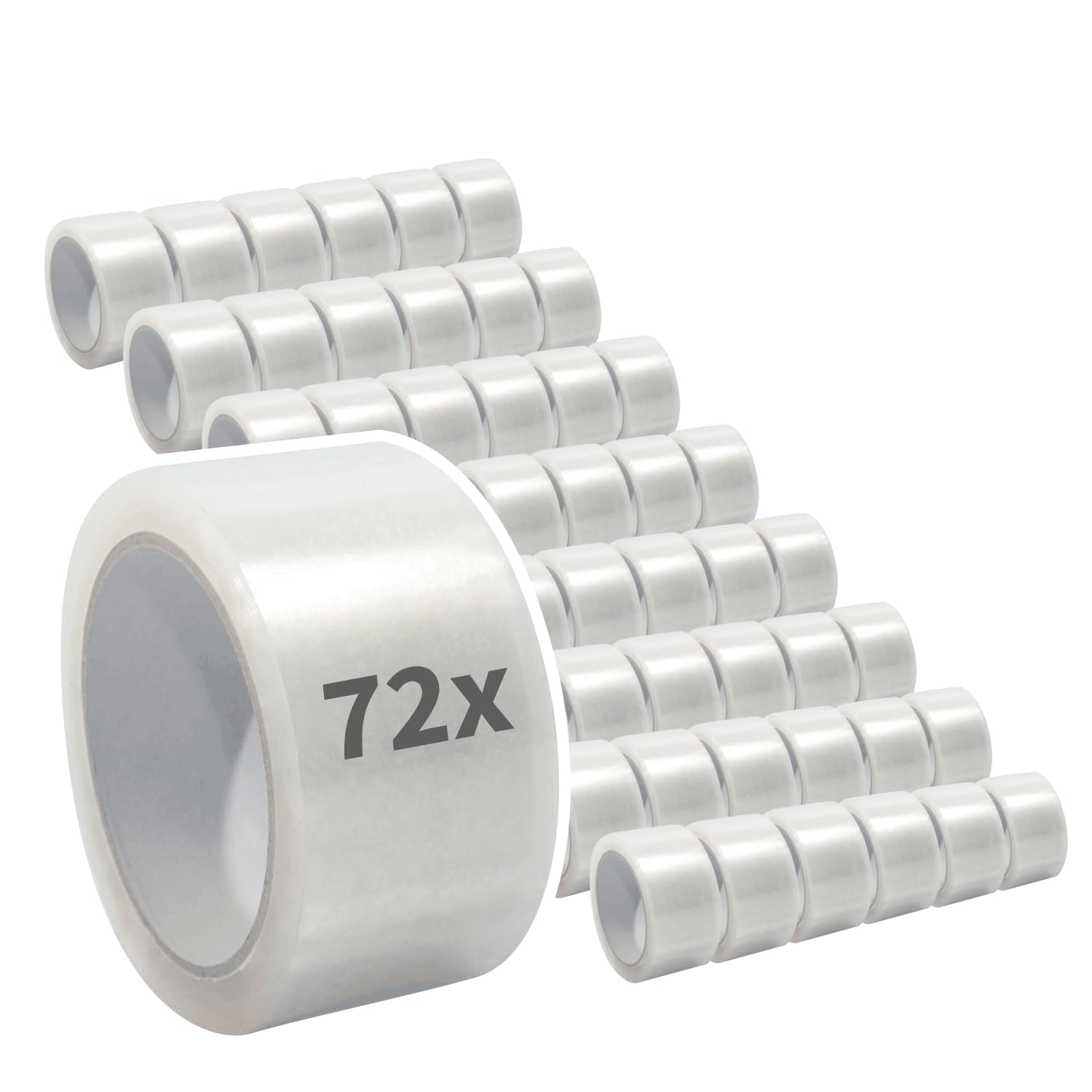 Packband transparent |Top Preis-Leistung | 50mm x 66m | Leise abrollend | PP-Folie mit Acrylat, Menge:72