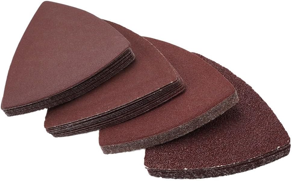 Triangle Sanding Discs 80mm for Oscillating Multi Tool, Aluminum Oxide Abrasive Pads with Hook and LOOPs, 40-Pack Mixed Grit 60/120/180/240 for Wood Metal