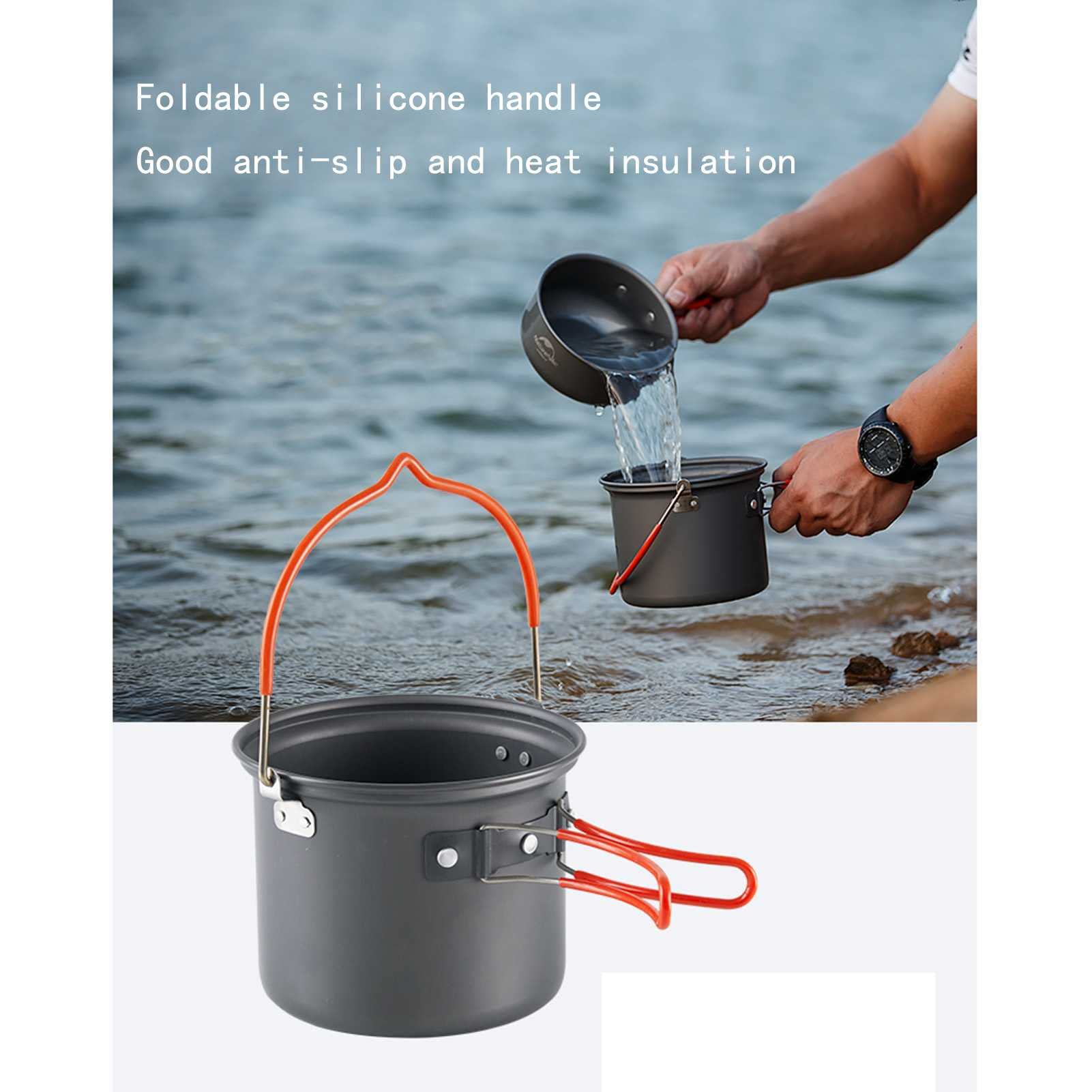 RWRAPS Set di pentole da Campeggio in Quattro Pezzi Set di padelle da Campeggio Portatili Kit di pentole da Campeggio per Esterni Escursionismo Hook Up (B 148 * 180MM) (B 148 * 180MM)