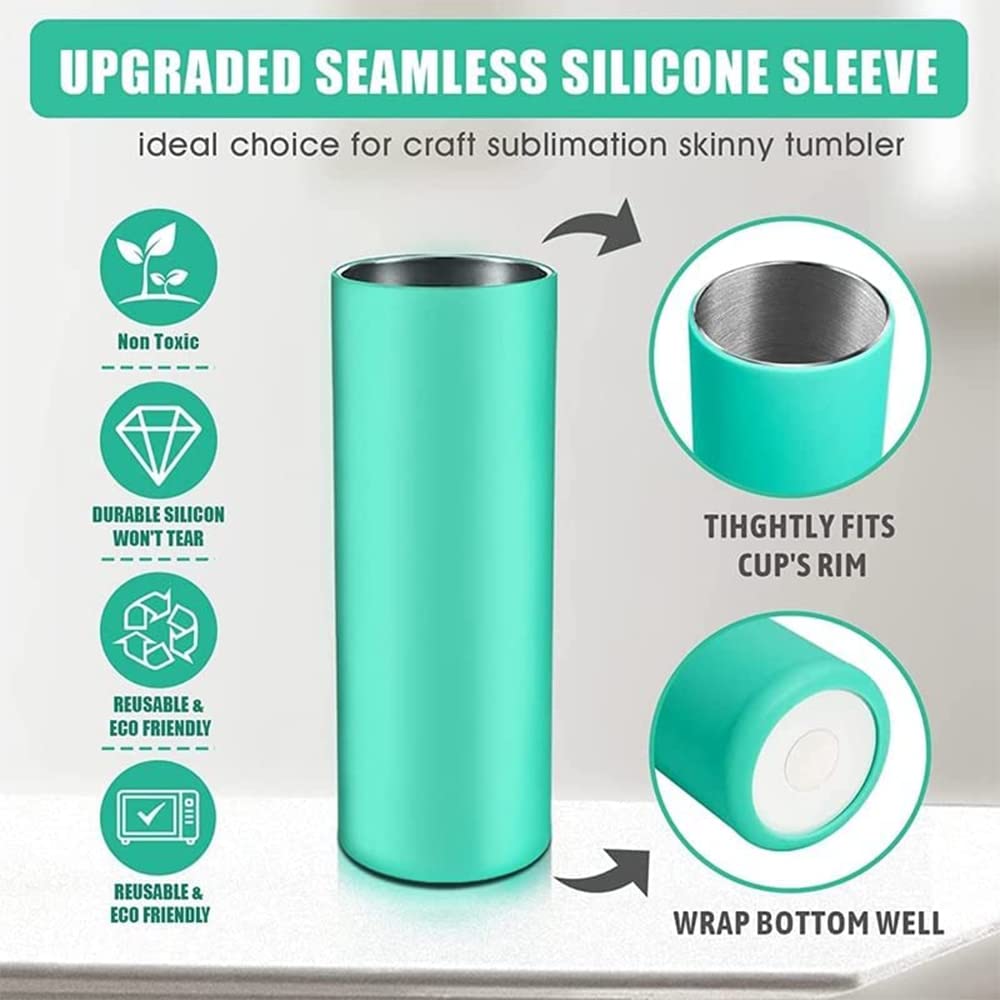 Silicone Sleeve Sublimation Tumbler Band Kit for 30 oz Skinny Straight Blanks Cups, Silicone Wrap Mug Clamp 3D Wrap, with Heat-Resistant Gloves, Heat Press Tapes, Tumbler Bands