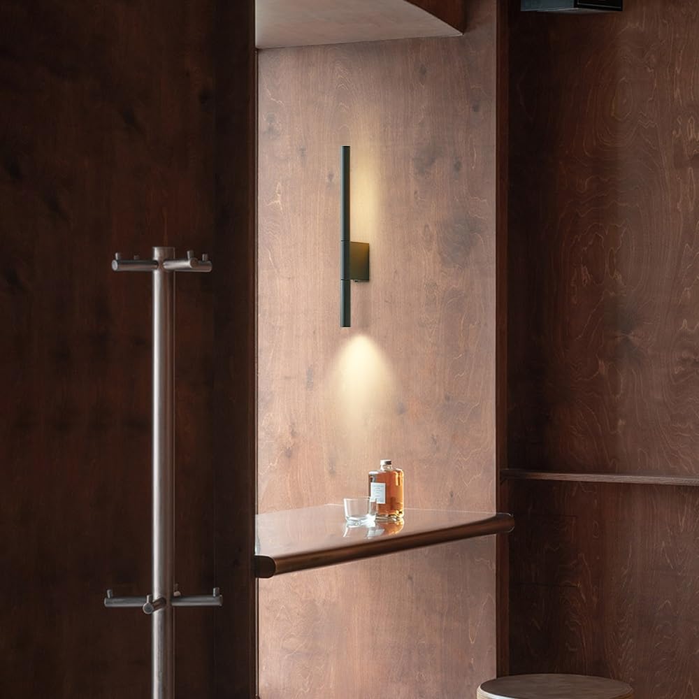 Lámpara de Pared de Tubo Largo Ultrafino, luz Lineal de Metal con Acabado Negro, Aplique de Lectura de mesilla de Noche Ajustable, lámparas LED Modernas - 4000K, Luces ambientales