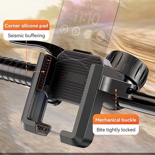 Miniatura 2 de Soporte para teléfono de motocicleta - compatible con cámara 1s Lock Soporte para teléfono de bicicleta Abrazadera de manillar, clip de teléfono de
