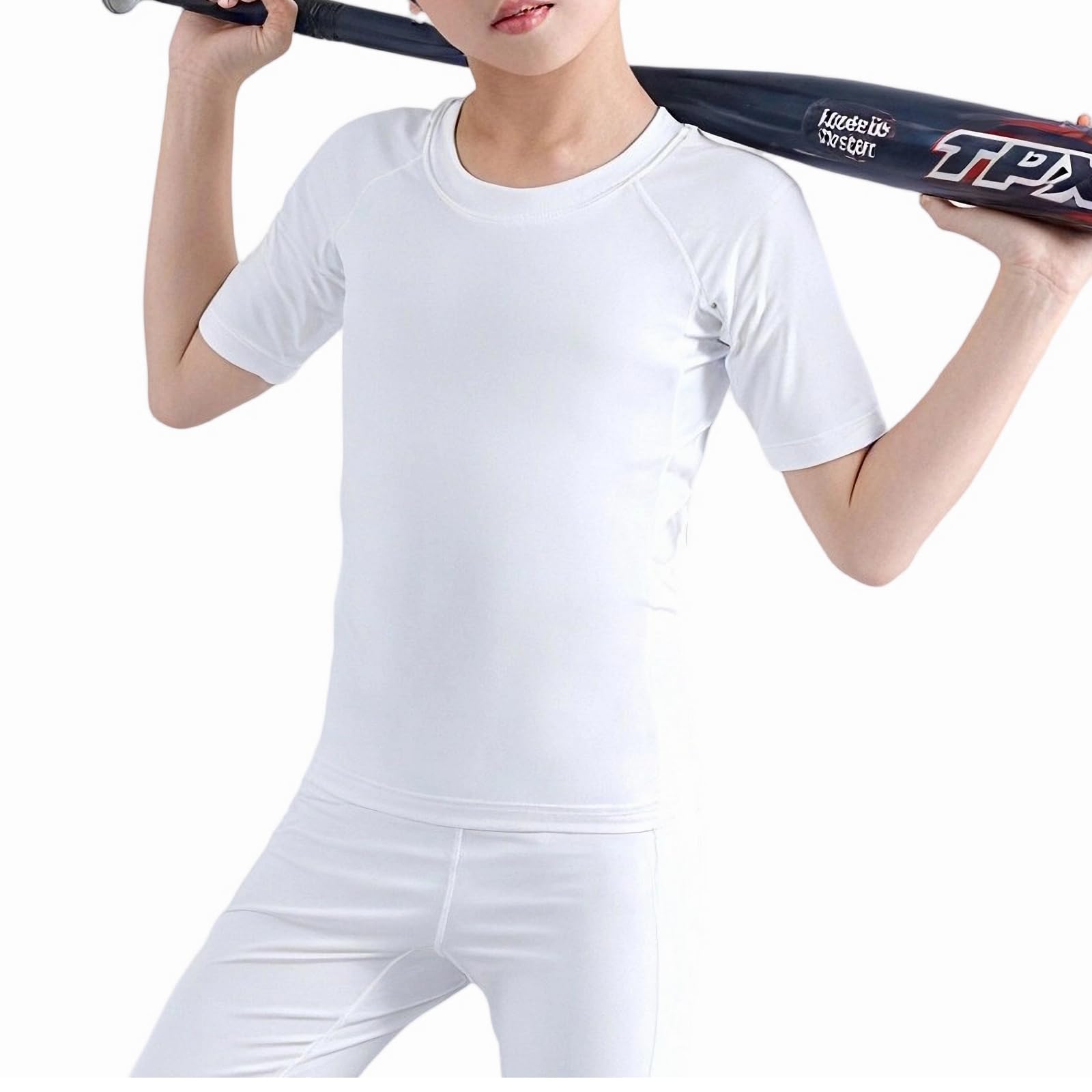 Camiseta de Compresión Térmica de Manga Corta para Niños Capa Base Transpirable Secado Rápido