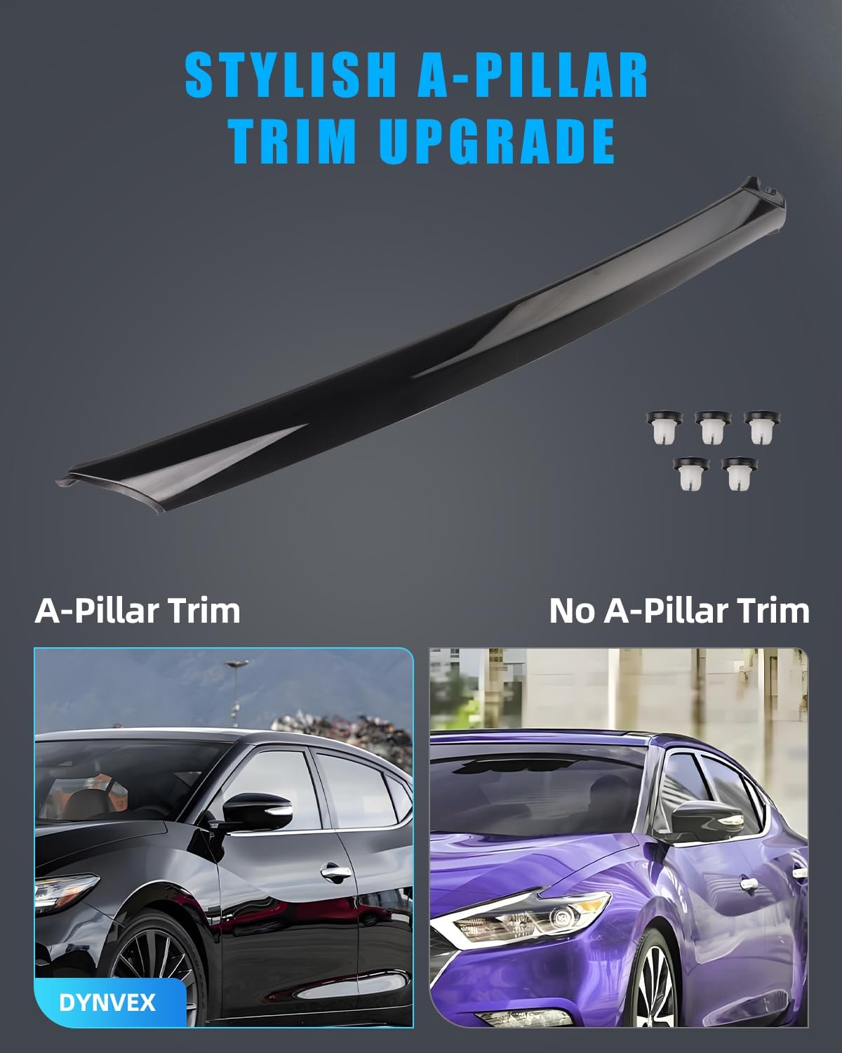 Windshield A-Pillar Trim Molding for 2016 2017 2018 2019 2020 Nissan Maxima, Front Outer Right Passenger Side Windshield Post Trim A Pillar Molding Cover, Replaces 76836-9DD0A, 768369DD0A