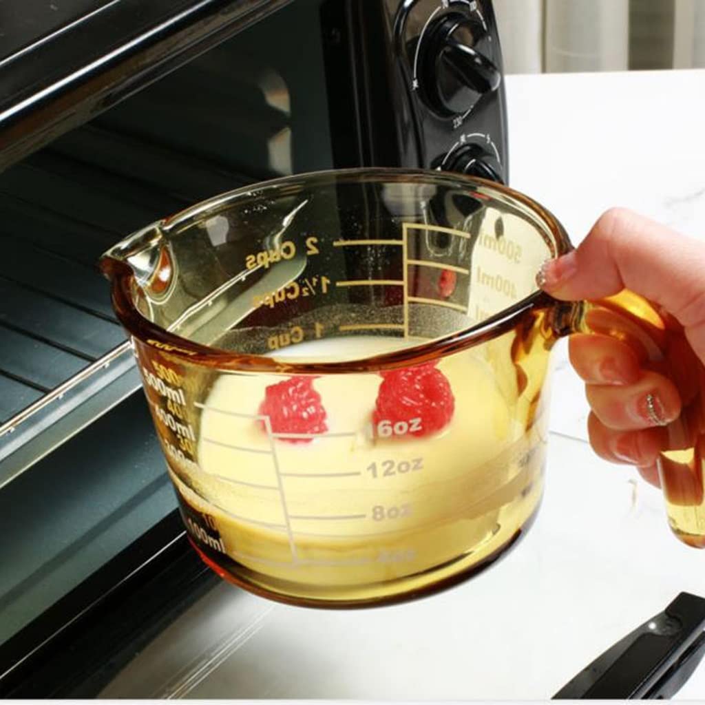 Taza medidora de vidrio resistente a altas temperaturas con escala Grado alimenticio Hornear Calentamiento por microondas Desayuno doméstico Huevo batido Taza de leche ( Tamaño : 1000ML ) ( 500ML)