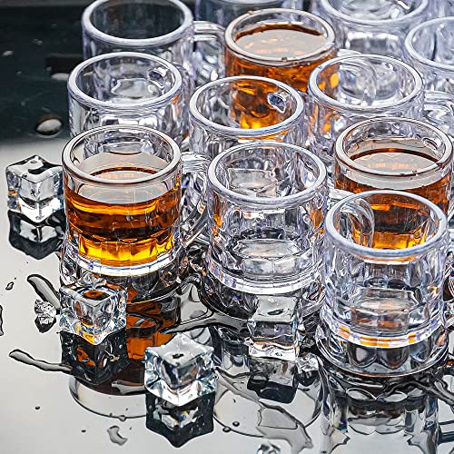 Juxingdazyf Plastic Beer Mug 2 Oz, 24Pcs Mini Beer Mug Shot Glasses, Heavy Base Clear Mini Beer Mugs, Small Plastic Shot Cups For Party Drink, Beer, Whiskey, Tequila, Vodka (Plastic) #TOP1