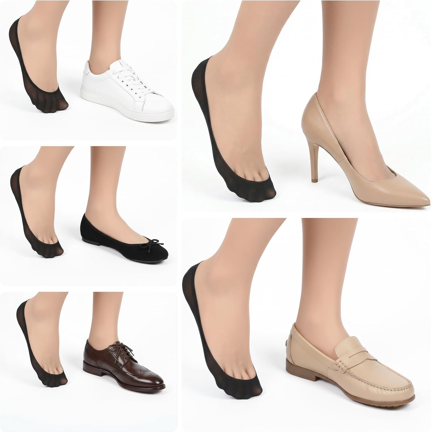 7 Pairs No Show Socks Womens for Flats, Ultra Low Cut No Show Liner Socks Non Slip Invisible Ballet Flat Sock for Loafers Sneakers Heels