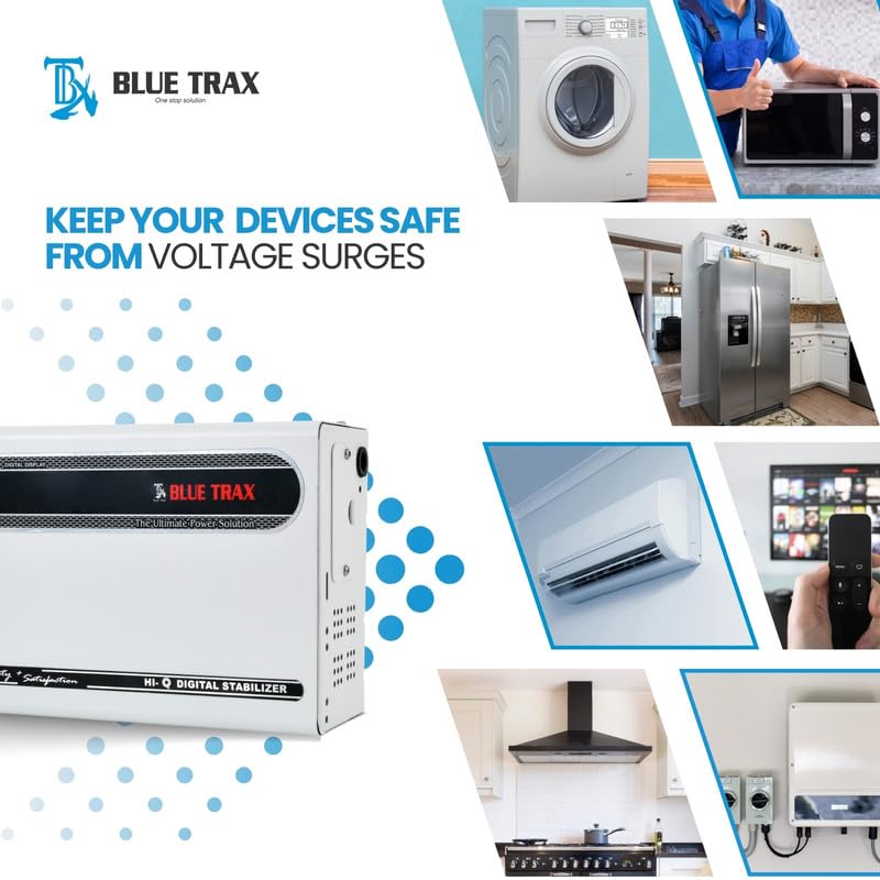 Image of BLUETRAX 4 KVA 3200W Voltage Stabilizer | 165V-300V | Copper Automatic Hanging Digital Multipurpose | For All Inverter & Non-Inverter up to 1.5 Ton AC | ISI Certified | 10 Years Warranty