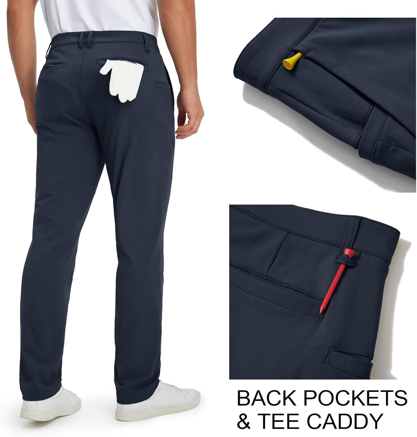 M MAELREG Golf Mens Stretch Pants with Pockets - 30"/32"/34" Quick Dry Lightweight Casual Comfy Work Mens Dress Pants - Image 3