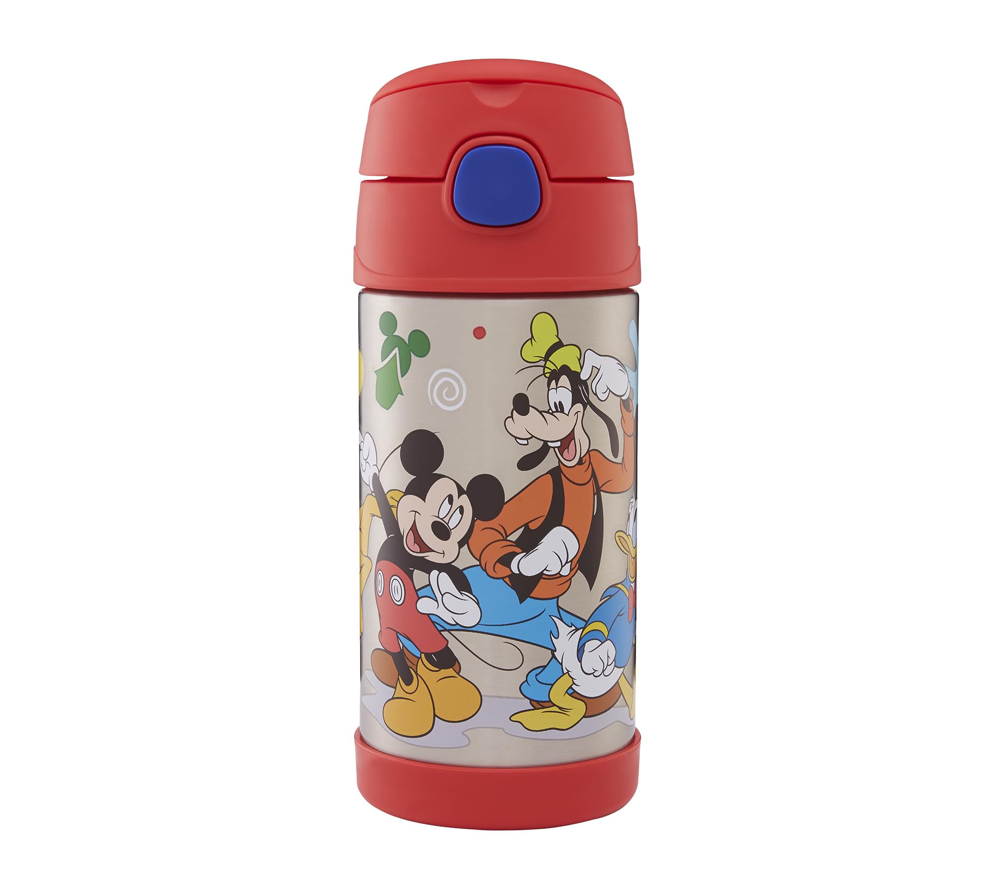 Thermos, Mickey & Friends Water Bottle (355ml), BPA Free, Stainless Steel, Spill Proof, Pop-Up Straw