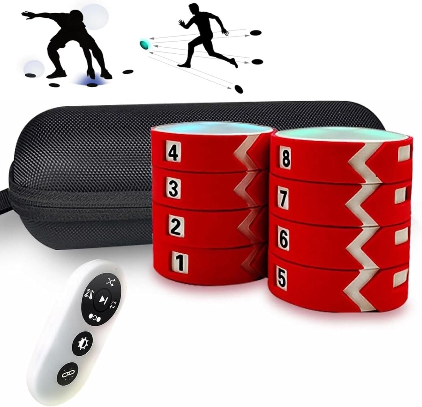 Kit for allenamento con luci for agilità sportiva (4 luci/6 luci/8 luci/10 luci), migliora l'agilità della velocità e il tempo di reazione, 4 modalità con telecomando, for sport e fitness(8 Lights)