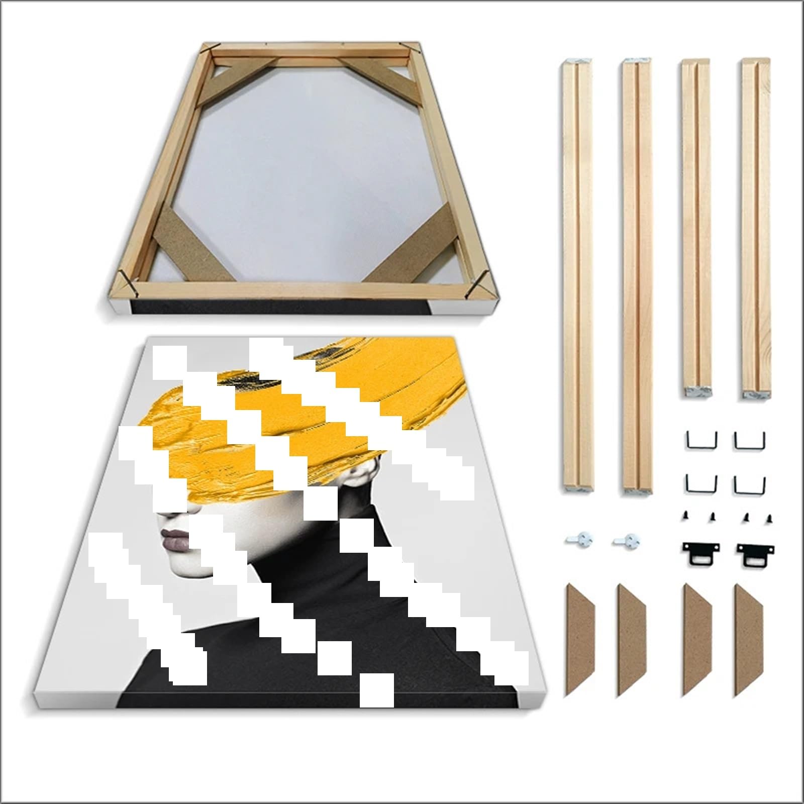 Drewniane listwy do napinania płótna, Drewniane płócienne nosze Zestaw ramek DIY w wielu rozmiarach(40x55cm)