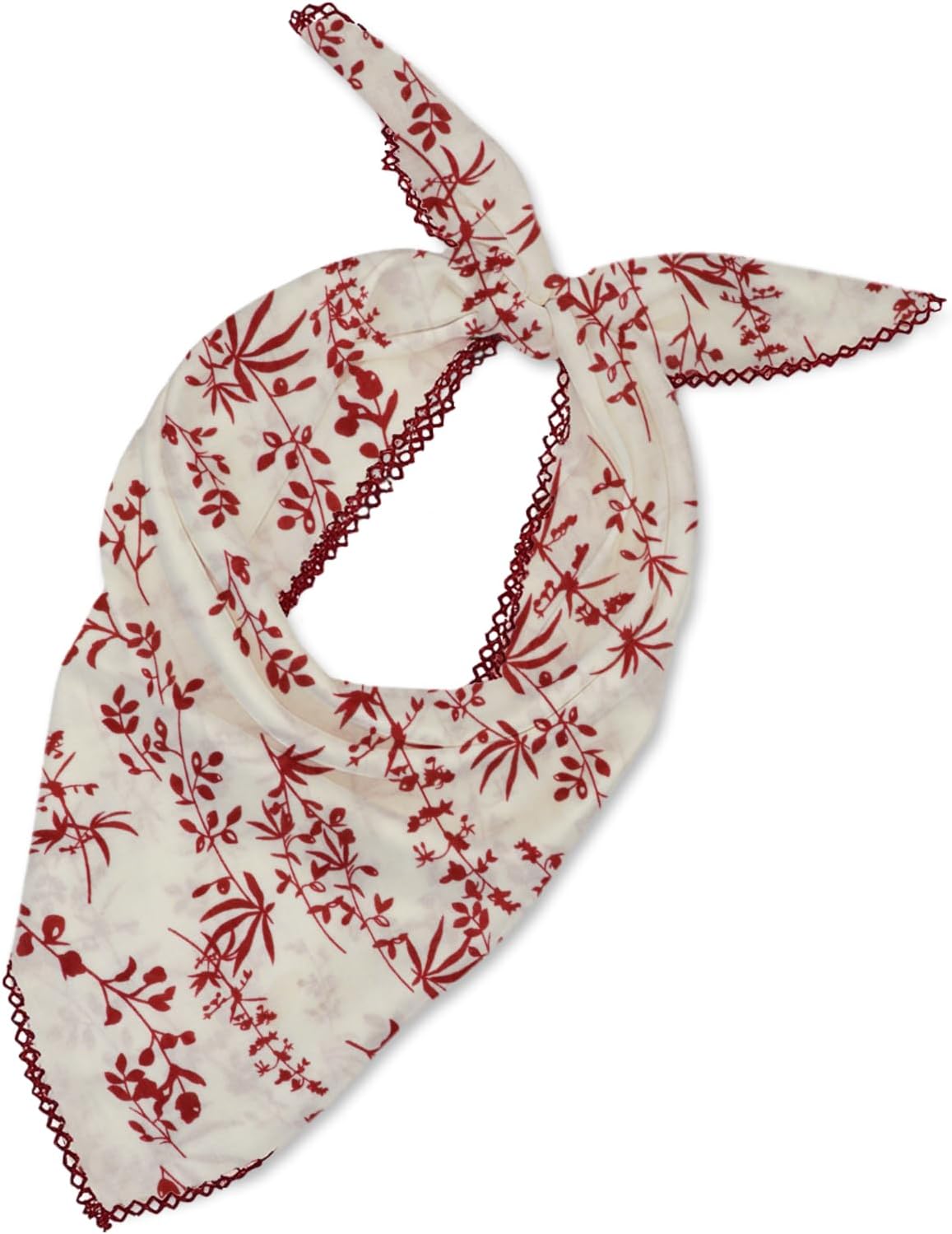Cotton Bandanas for Men Women, 26.7'' Floral Head Scarf for Camping | Vintage Floral Square Head Scarf, Light Thin Linen, Delicate Lace Trim Edge, Flower Pattern, for Travel Picnic Date Daily