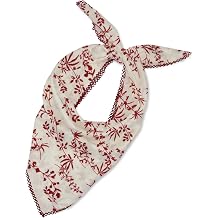 Cotton Bandanas for Men Women, 26.7'' Floral Head Scarf for Camping | Vintage Floral Square Head Scarf, Light Thin Linen, Delicate Lace Trim Edge, Flower Pattern, for Travel Picnic Date Daily