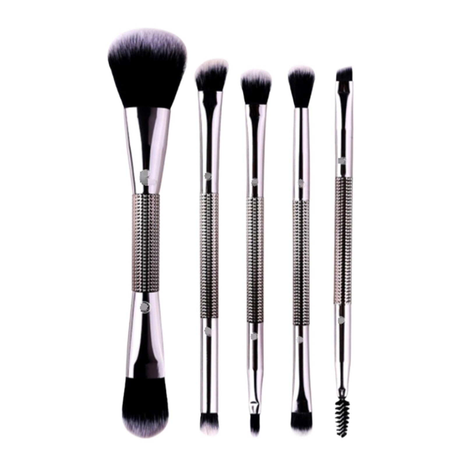 Viaggio Pennelli Make Up Set Di Pennelli For Il Trucco, 5 Pezzi, For A Doppia Estremità For Del Viso, Degli Occhi E Altro Ancora Setole Morbide