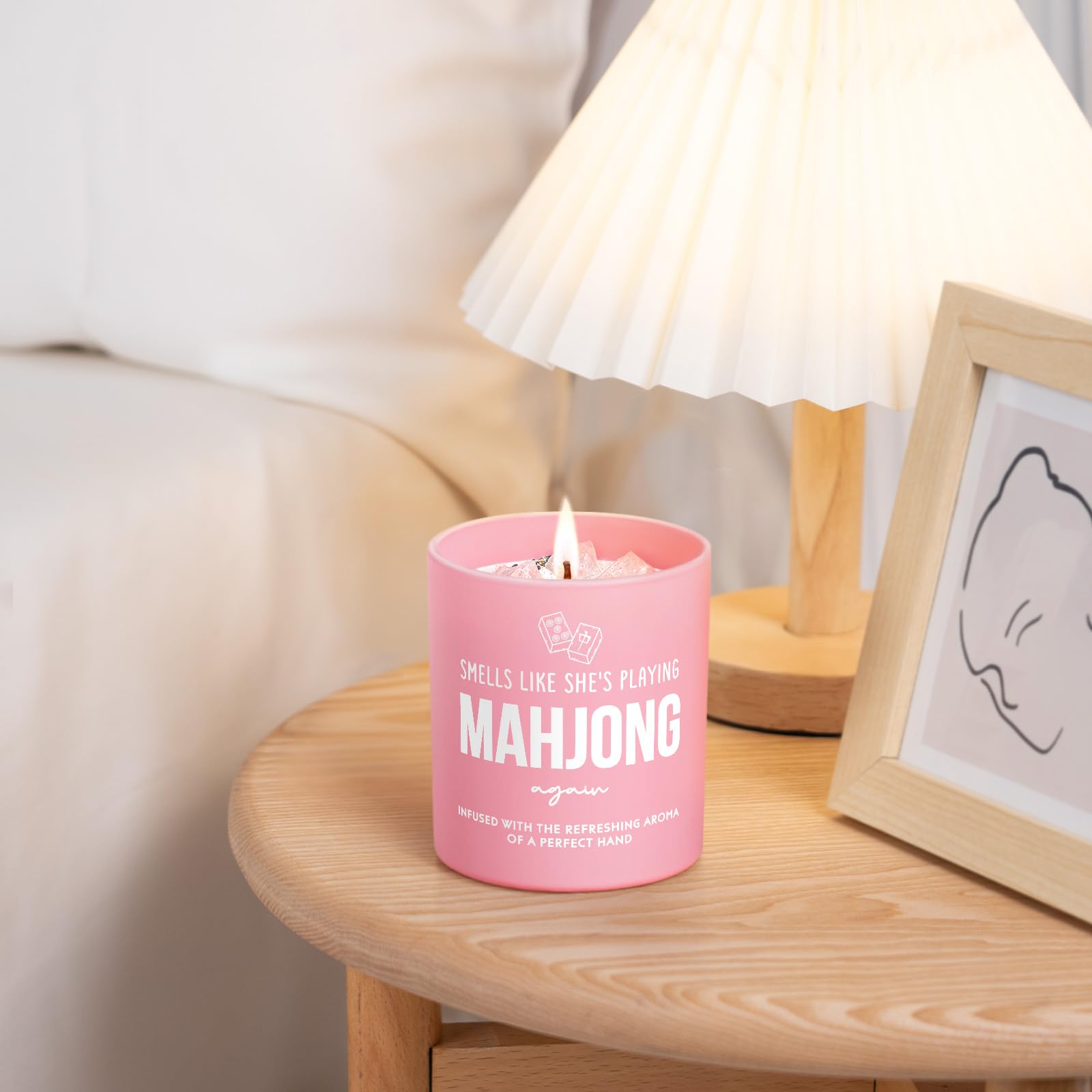 Mahjong Gifts for Women, Funny Mah Jongg Accessories, Gifts for Mahjong Lovers, Game Night Mother's Day Christmas Birthday for Mom Friend - Handmade Relaxing Lavender Scented Candle 10oz