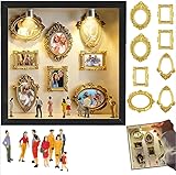 Vibbang Mini Museum Diy, Museum of Us, Personalisierte DIY Silhouette Box, Shadow Box Bilderrahmen mit Mini-Bilderrahmen Gold, 8 Miniatur Menschen, Bedeutungsvolles Valentinstagsgeschenk