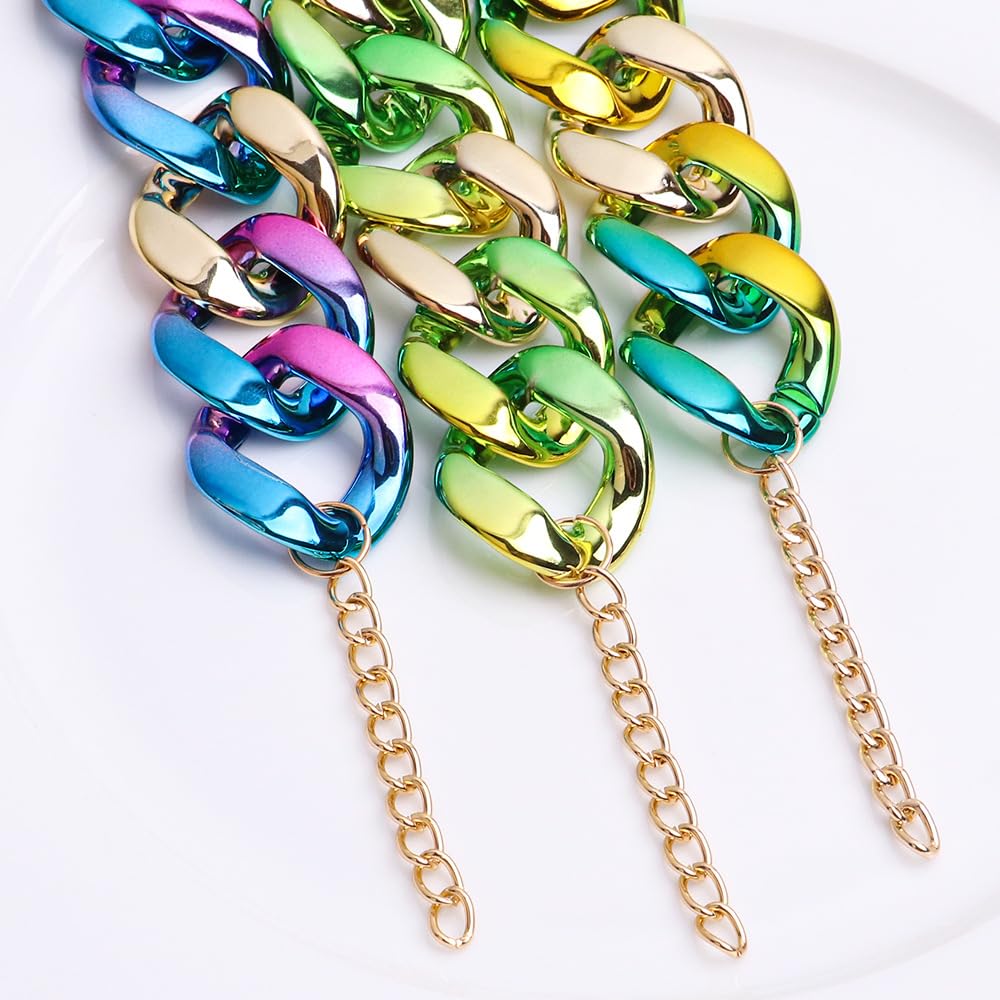Collana lunga hip-hop punk stile sfumato collana catena colorata placcatura in plastica catena clavicola cubana per donne ragazze