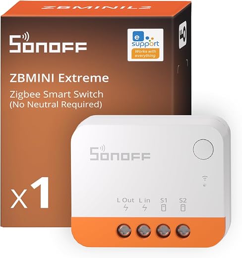 SONOFF ZBMINIL2 Smart Zigbee Switch, Neutral Free, Mini Relay Module for Lights, 2 Way Control, Alexa & Google Home Compatible, Requires Zigbee Hub