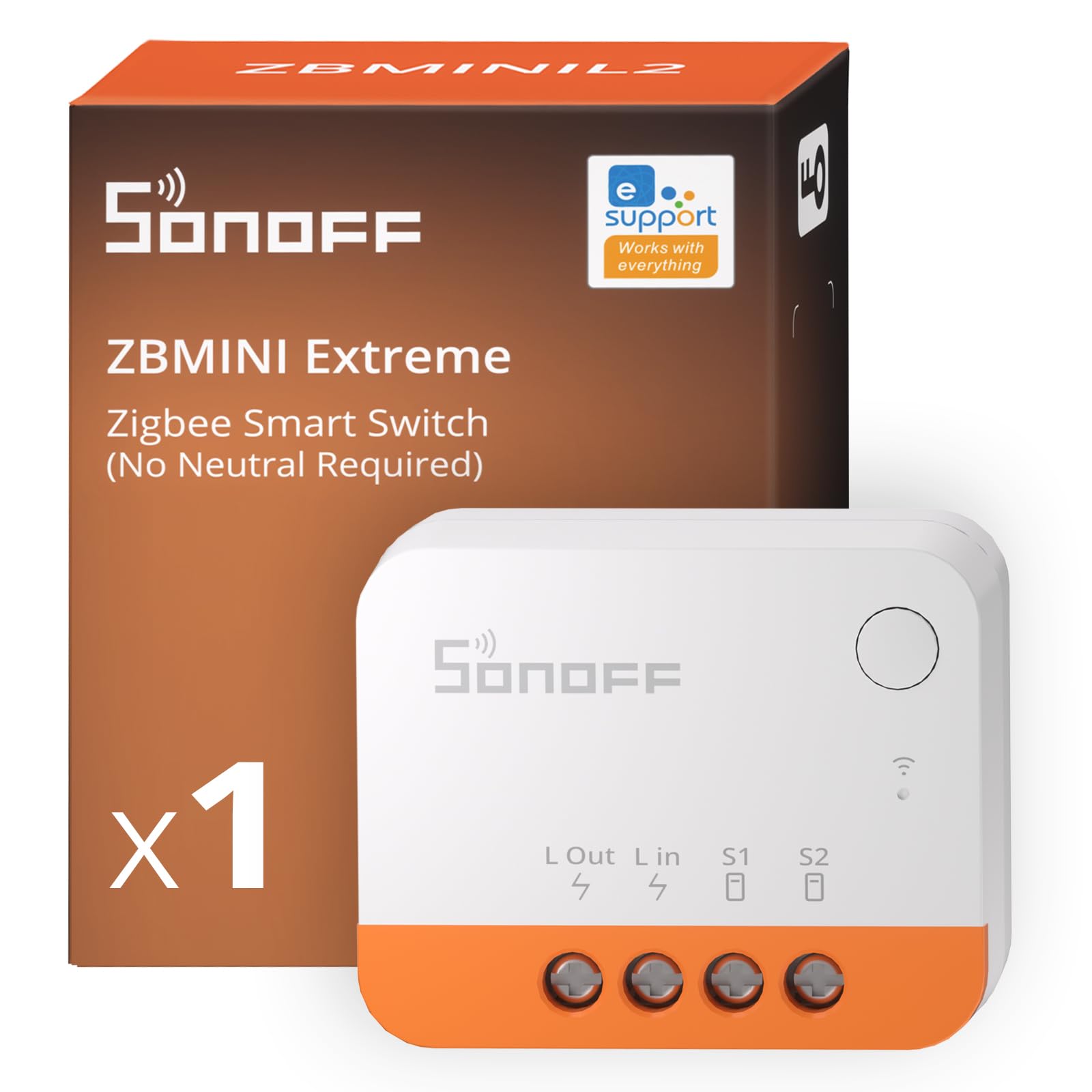 SONOFF Zigbee Smart Switch, No Neutral Required, Works with Alexa & Google Home, Requires Zigbee Bridge