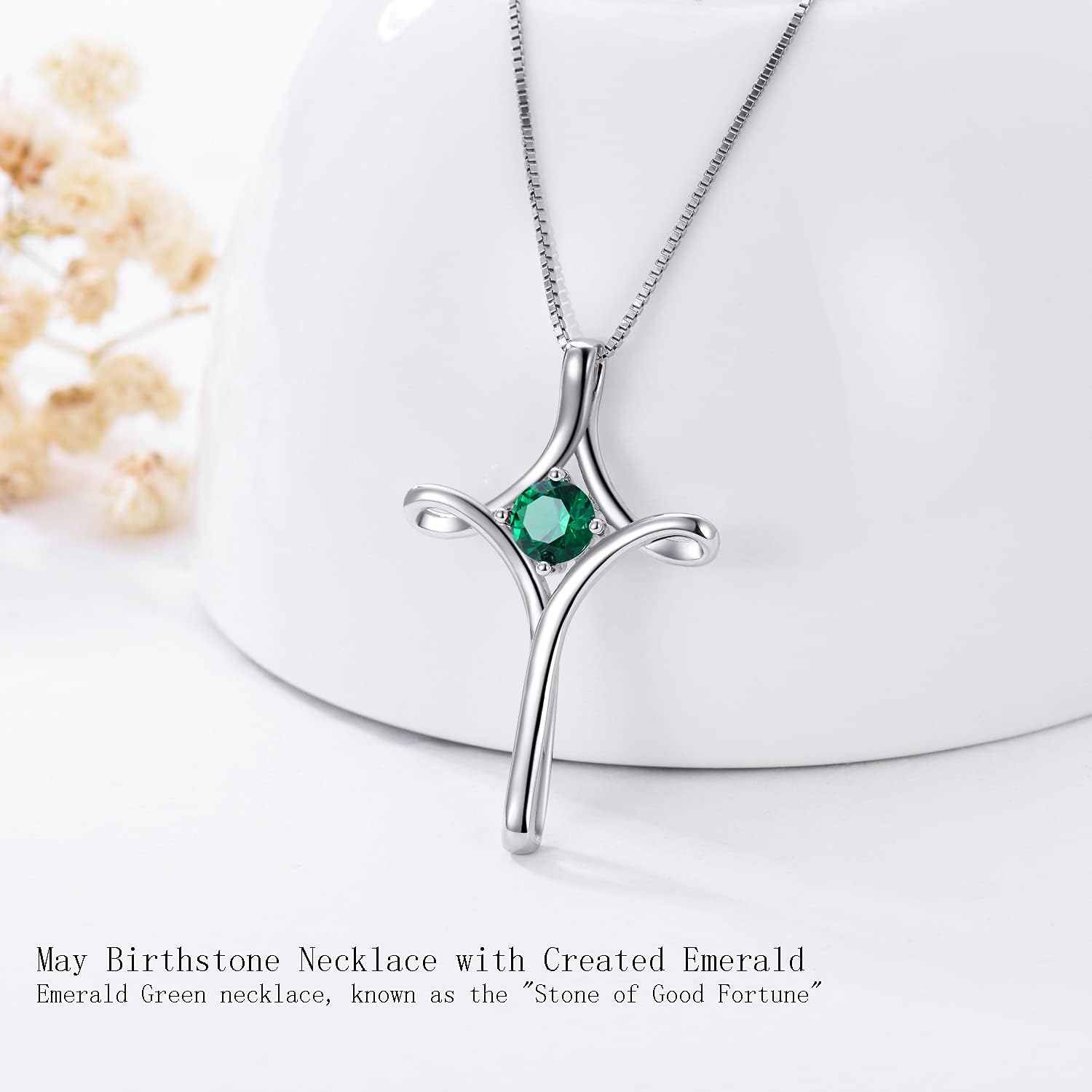 TOUPOP Cross Necklace for Women 925 Sterling Silver Birthstone Cross Pendant Fine Jewelry Valentines Day Birthday Gifts for Her Mom Wife Girlfriend - Image 5
