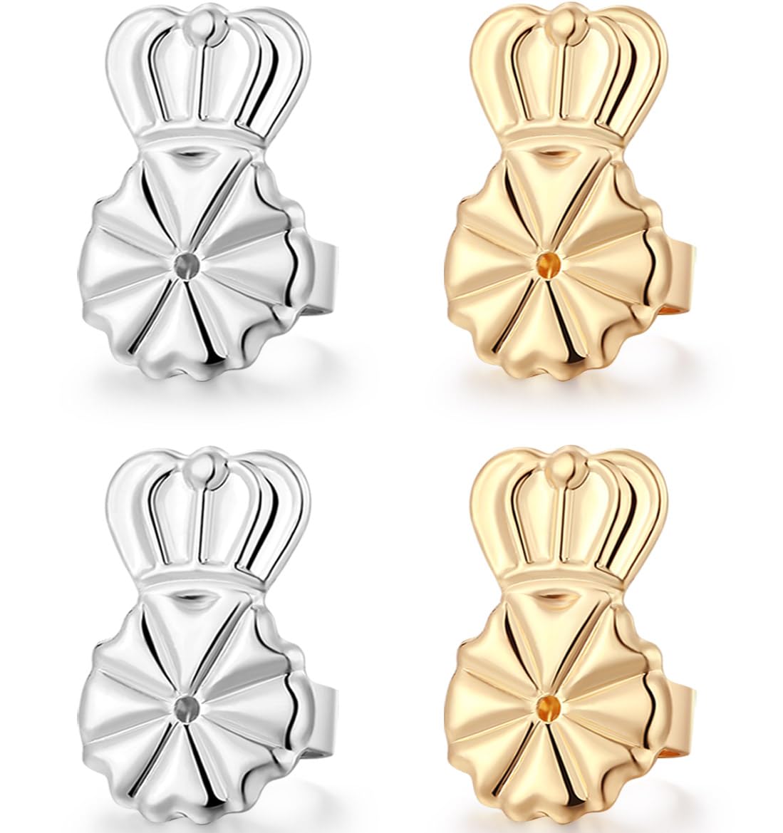 DELECOE Earring Lifters Hypoallergenic Earring Backs for Droopy Ears Adjustable 14K Gold Plated Secure Backs Repacements for Heavy Studs Droopy Earrings (Gold&Silver)