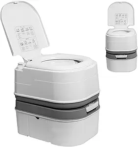 TPS Power Sports Portable Toilet Flushing Splash-Free Dumping Camping Toilet Anti-Leak Water Pump Large Capacity Waste Tank Travel Toilet Quick and Easy Setup