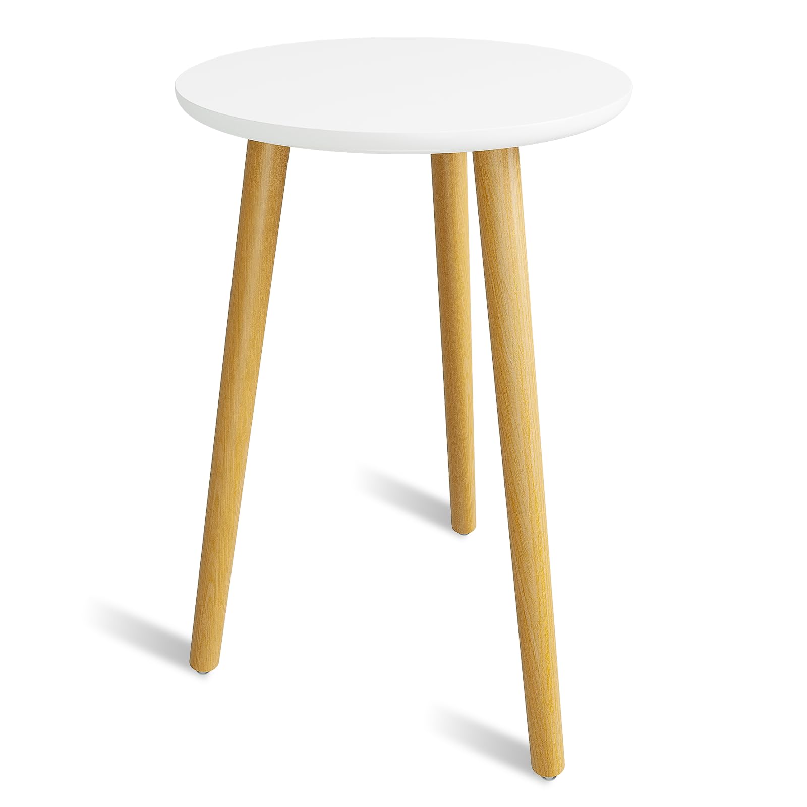 Bamworld Estante Redondo de Madera para Macetas Blanco, Soporte para Plantas Interior Alto 42 cm, Mesita de Centro Decorativa con Estilo Mid-Century para Sala de Estar y Dormitorio