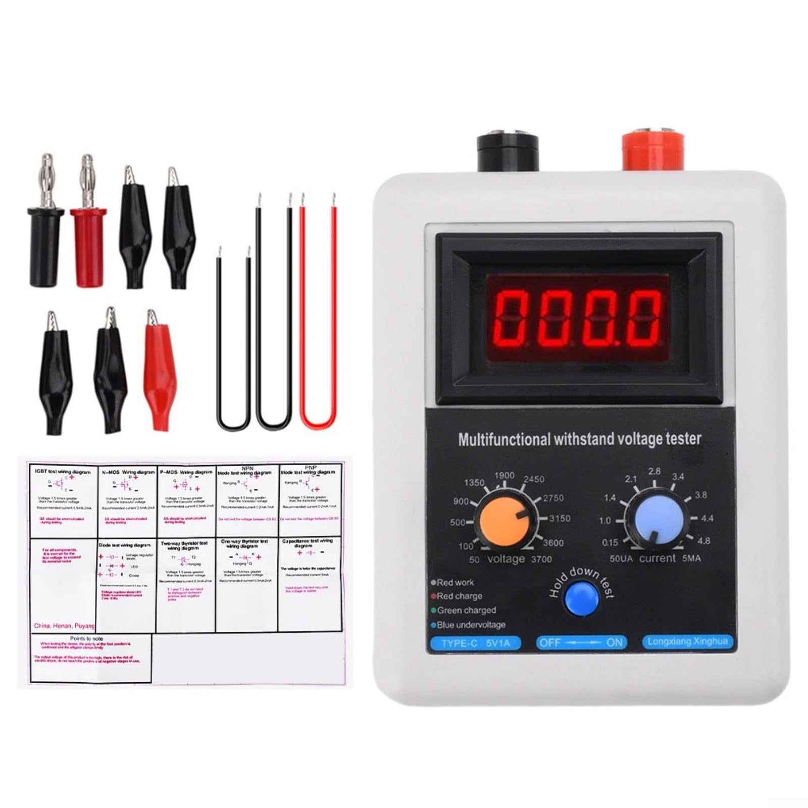 Transistor Tester, IGBT Transistor tester di tensione 0-3500 V, tester di diodi MOS Transistor MOV (rosso)