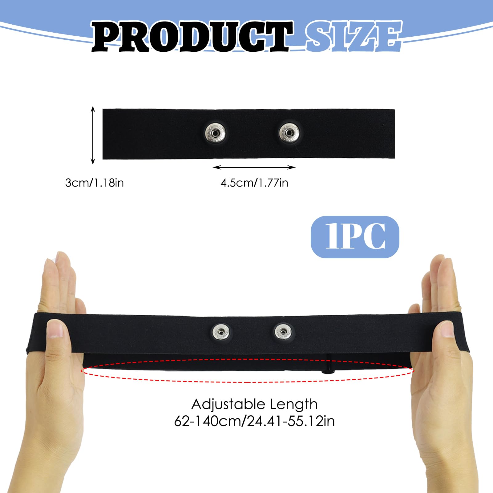 Ceinture Cardio Réglable, 70 cm à 105 cm, Détecteurs de Distance 45mm, Capteur Cardiaque Bluetooth Ant+ Compatible avec Cardiofrequencemetre