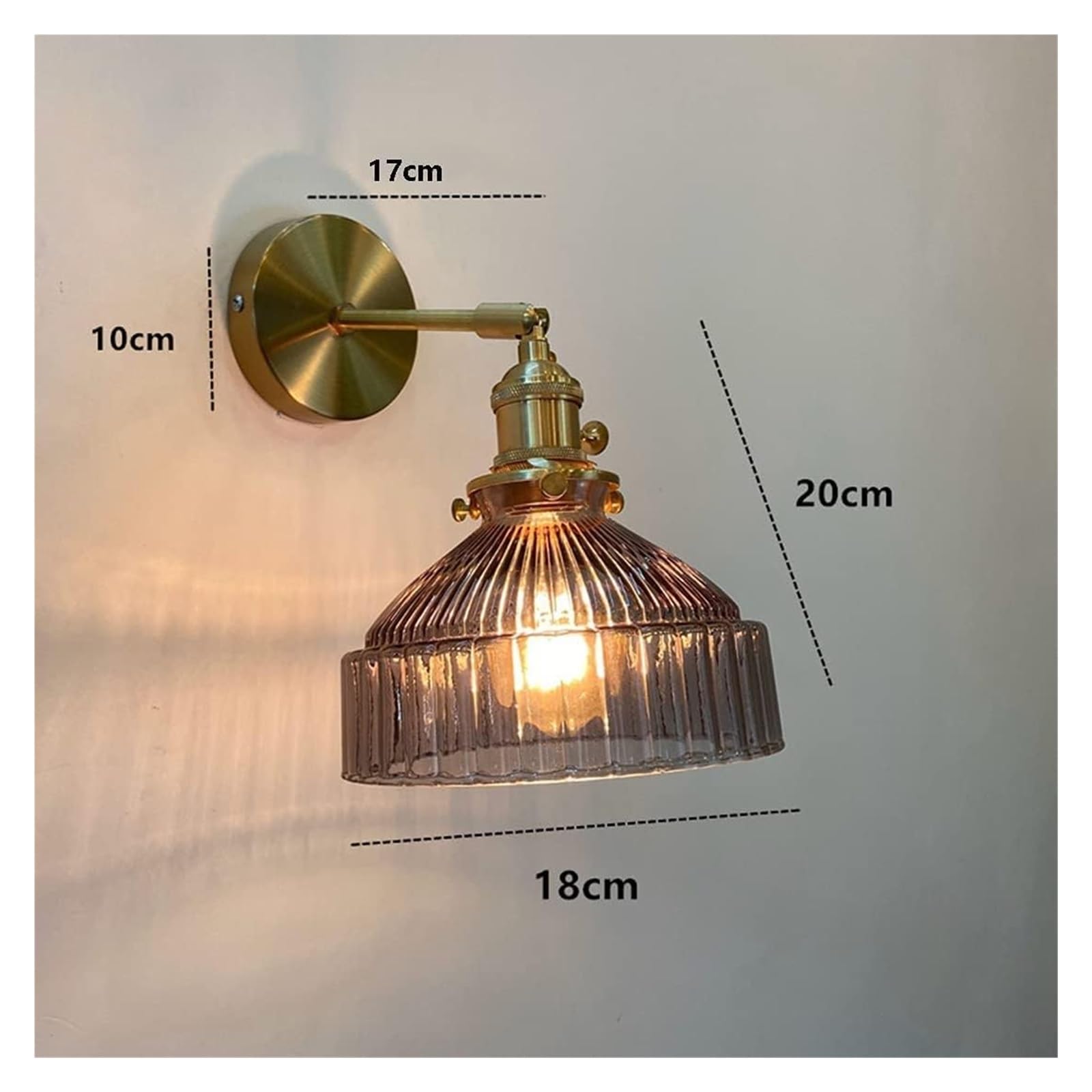 Apliques de Pared de Estilo Industrial con Cristal, Interruptor Giratorio, Casquillo E27 y Acabado en latón. Luminarias Ideales para salón, Dormitorio, baño, Cocina y Loft. Ajustab