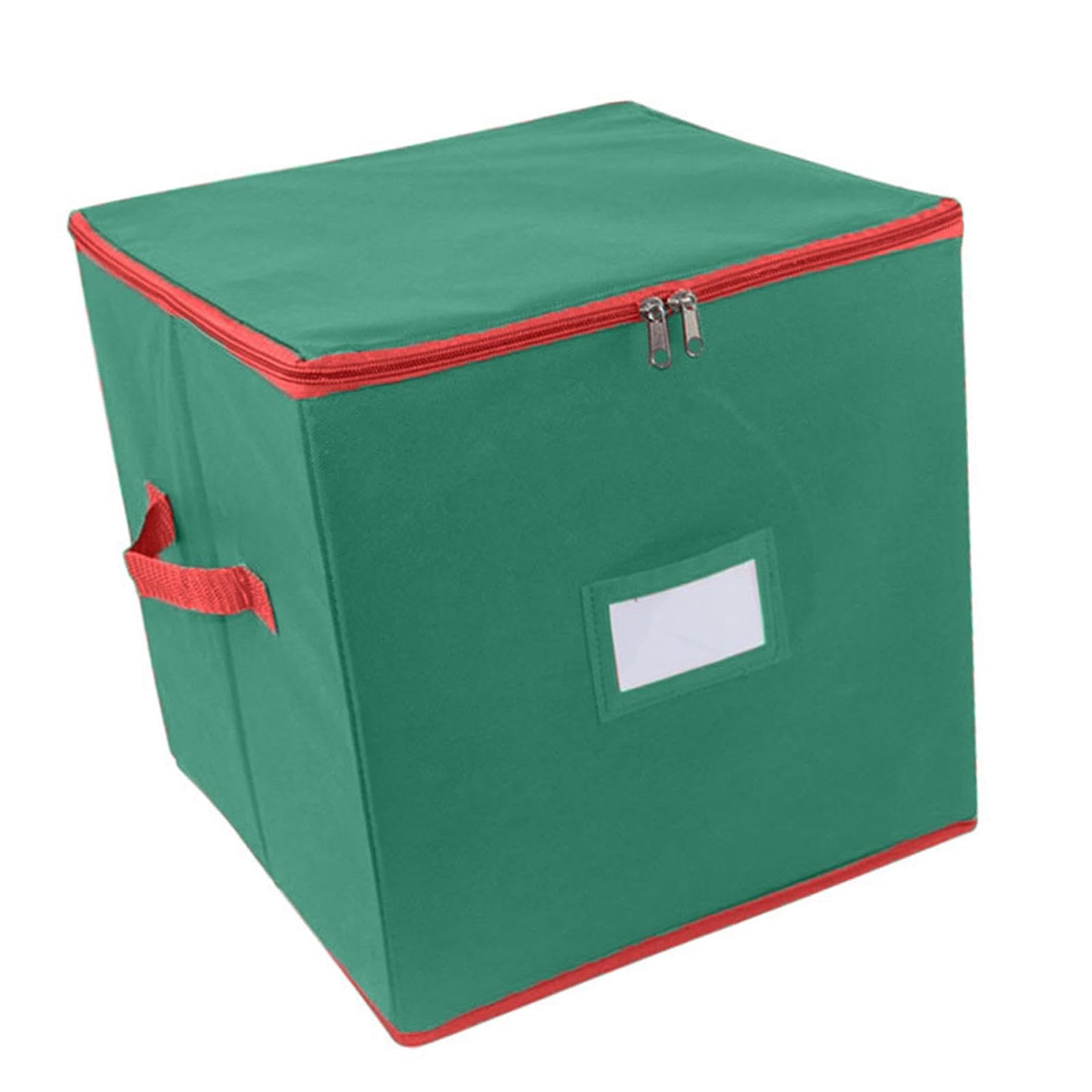 Aufbewahrungsbox für Weihnachtsschmuck, Weihnachtsaufbewahrungsbehälter mit 64 Fächern, 4 Lagen, Faltbar, mit Trennwänden, Grün