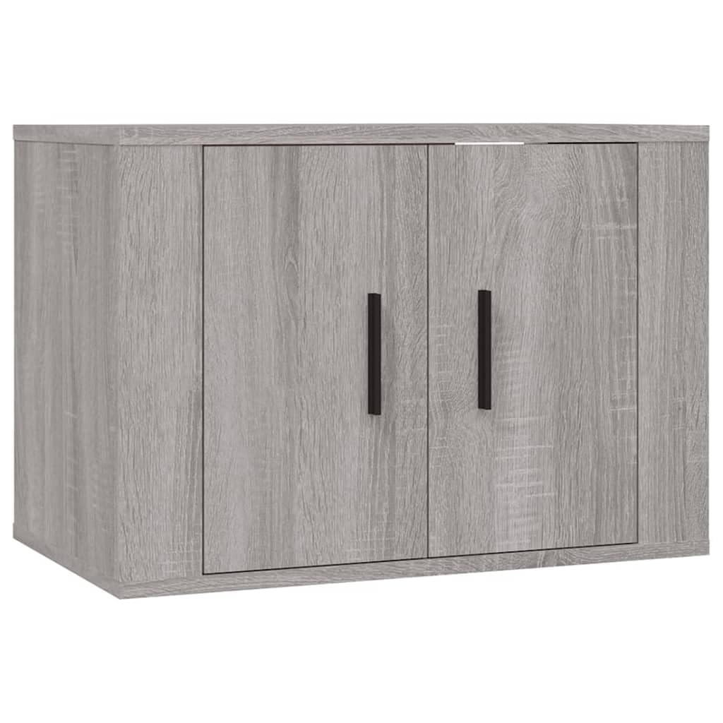3-TLG. TV-Schrank-Set Grau Sonoma Holzwerkstoff, Wandmontage, Modernes Media-Center für Wohnzimmer, Robust & Stabil