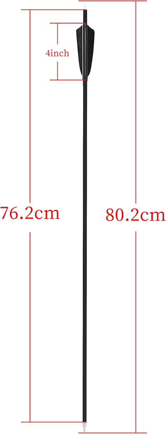 ZSHJGJR 30 Inch Archery Carbon Arrows Hunting Arrows with 4” Turkey Feather Removable Tips Targeting Practice Arrows 500 Spine for Compound & Recurve & Traditional Bow 6/12pcs