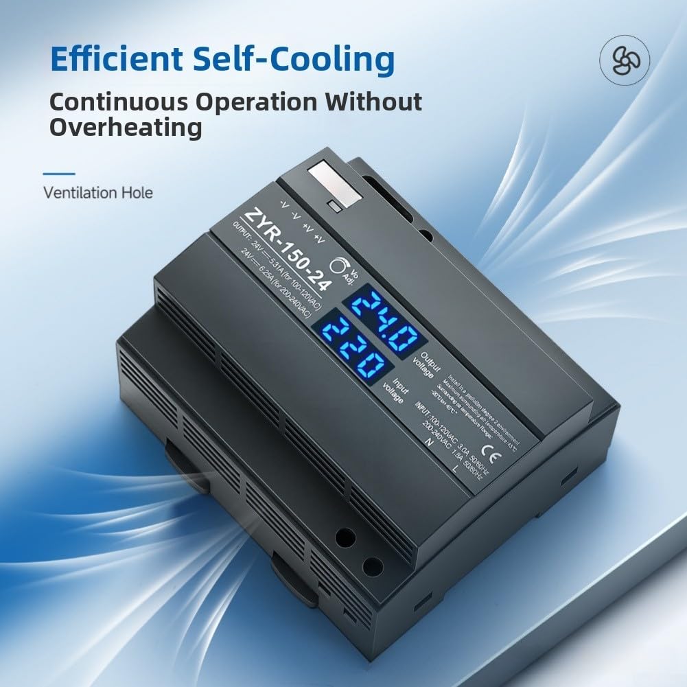Alimentatore di rete a commutazione 150 W 12/24 V display digitale DIN (24