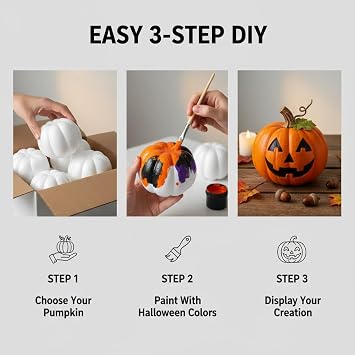 FFchuanhe White Foam Craft Pumpkins, 5.3 Inch, 6 Pack, DIY Artificial Fall Harvest Decor for Halloween, Thanksgiving, Autumn Tabletop Decoration