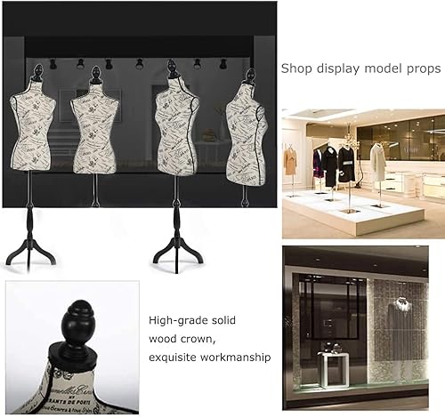 Miniatura 6 de Maniquí de vestido de maniquí, modelo de vestido de cuerpo de maniquí, altura ajustable de 60 a 67 pulgadas con trípode base de madera para ropa,