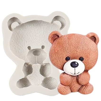 QDMOLDS Bear Silicone Fondant Molds Bear Candy Chocolate Mold for Teddy Bear Cake Decoration Cupcake Topper Chocolate Candy Polymer Clay Gum Paste