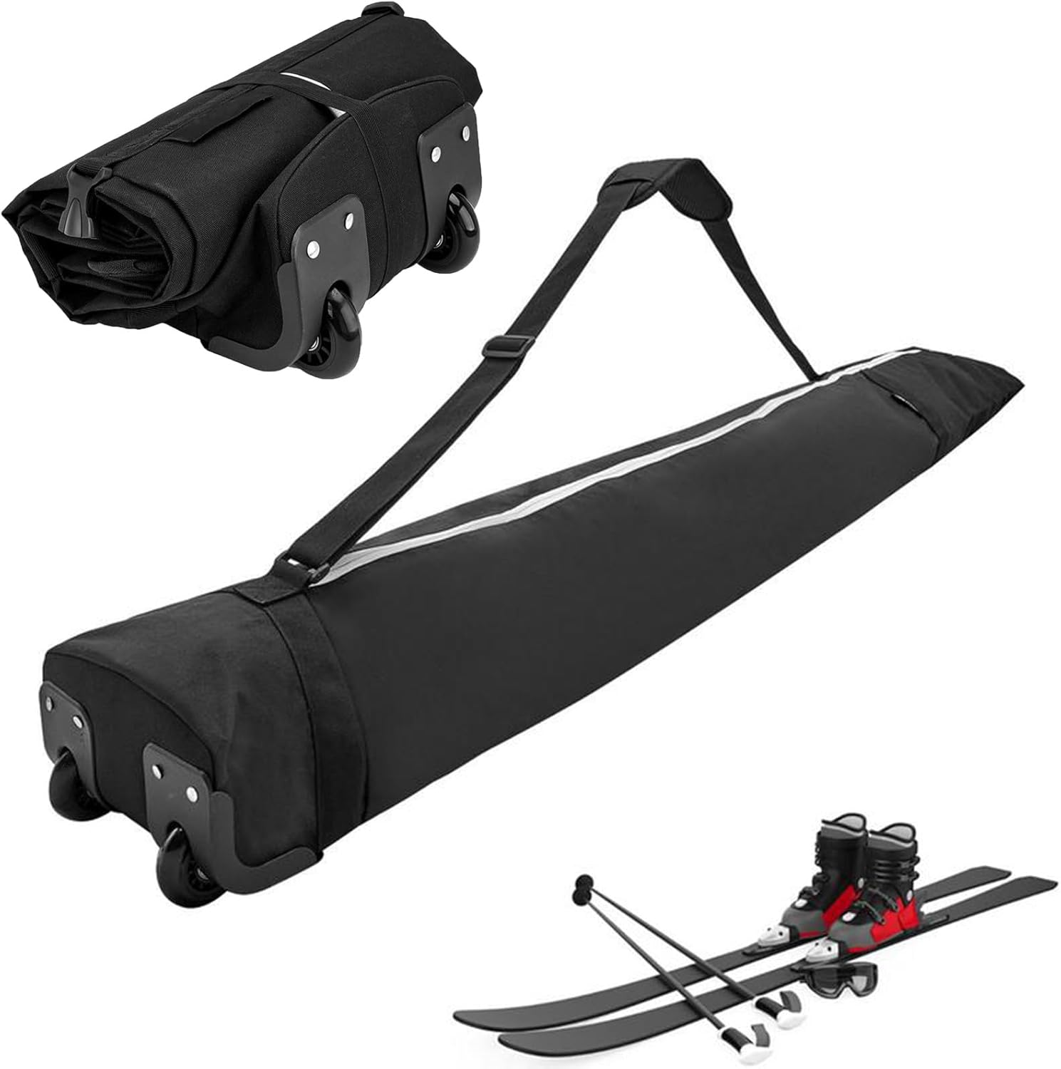 Padded Snowboard Bag with Wheels, Ski Roller Bag, Ski Bag for Air Travel, Oxford Cloth Double Roller Travel Bag, Large Capacity Snowboard Travel Bag for Easy Carry Storage Snowboard