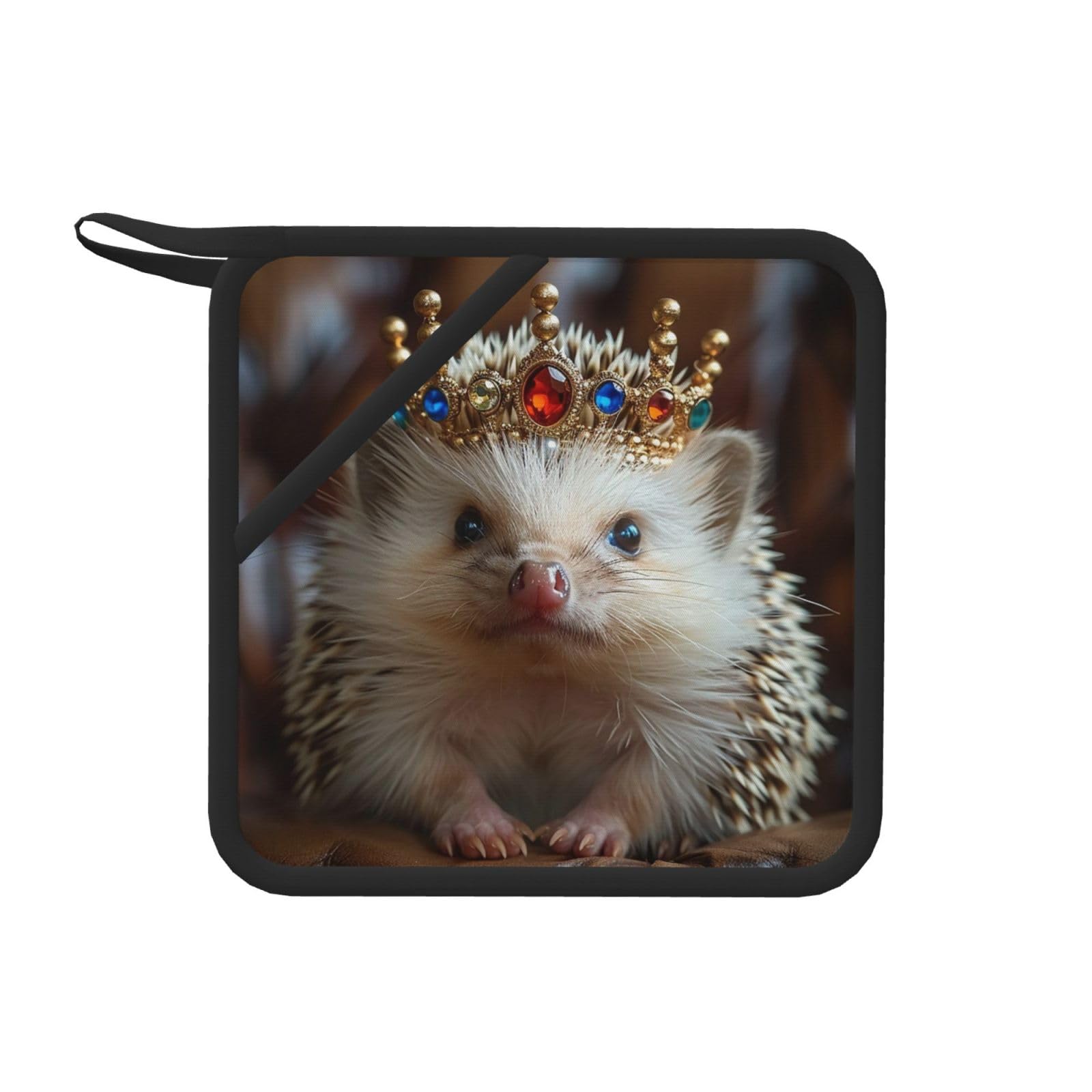 Pot Holders Set of 2 Kitchen Heat Resistant Potholders Crown with Hedgehog Silicone Aunty-hot Pad Cotton Lining Oven Hot Pads for Cooking Baking BBQ Microwave Kitchen