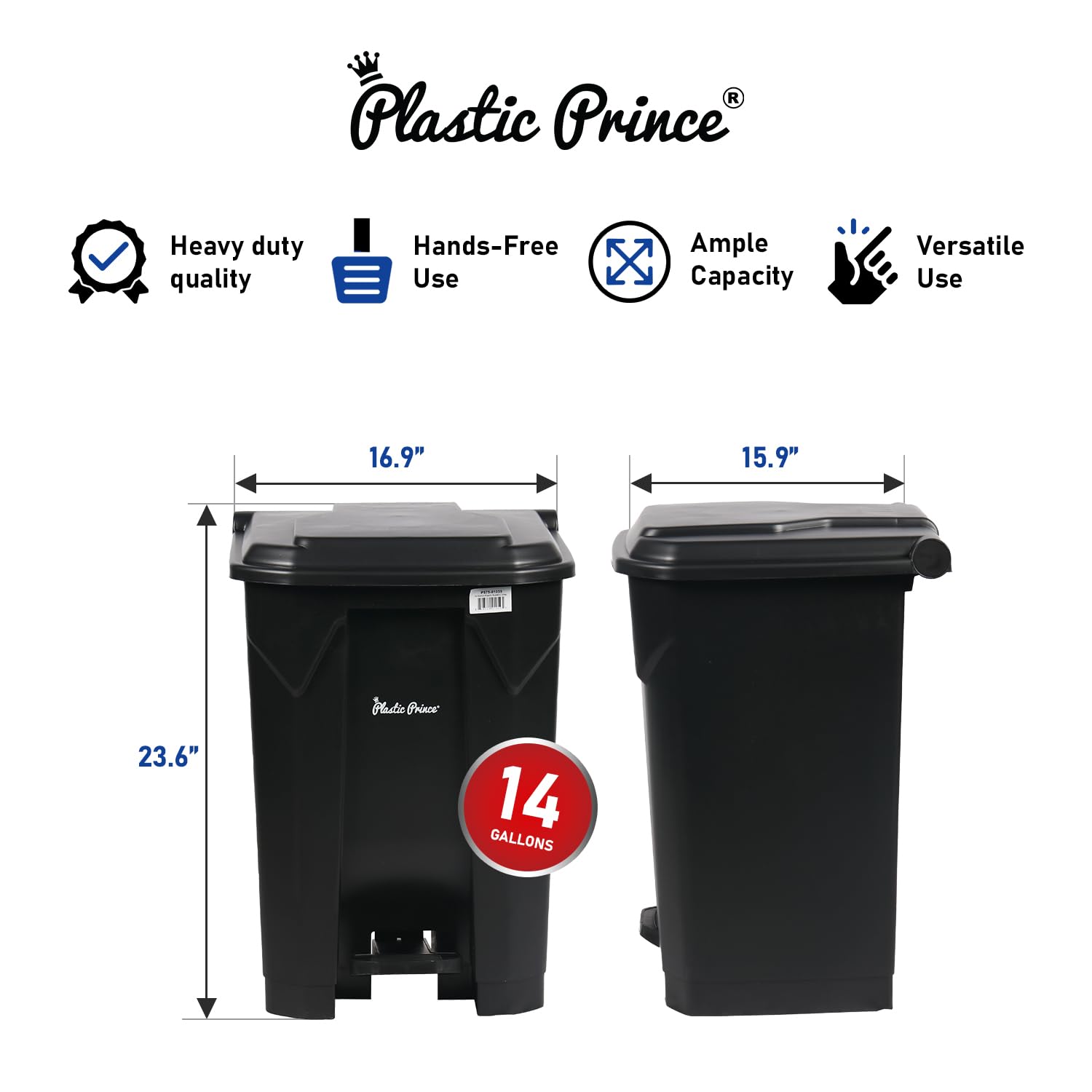 Dimensions of PLASTIC PRINCE 14 Gallon Trash Can